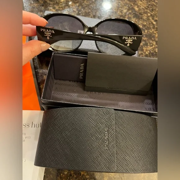 Authentic Prada Glossy Black PR 260s, Blk, Gry Grd Sunglasses NWT and Box 0PR_04YS__08U08G__STD__noshad_  main image 3